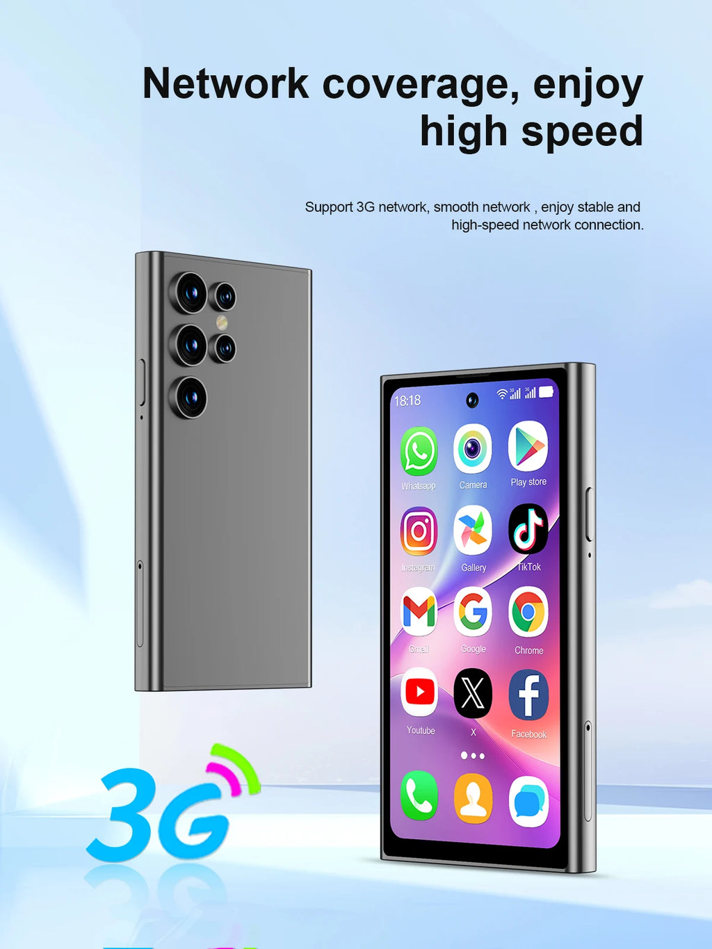 SERVO S27 MINI Android Palm Smartphone 3G WCDMA RAM 2GB ROM 16GB Google Play Desbloqueo facial Dual SIM Pantalla de 4,0 "Mini teléfonos inteligentes