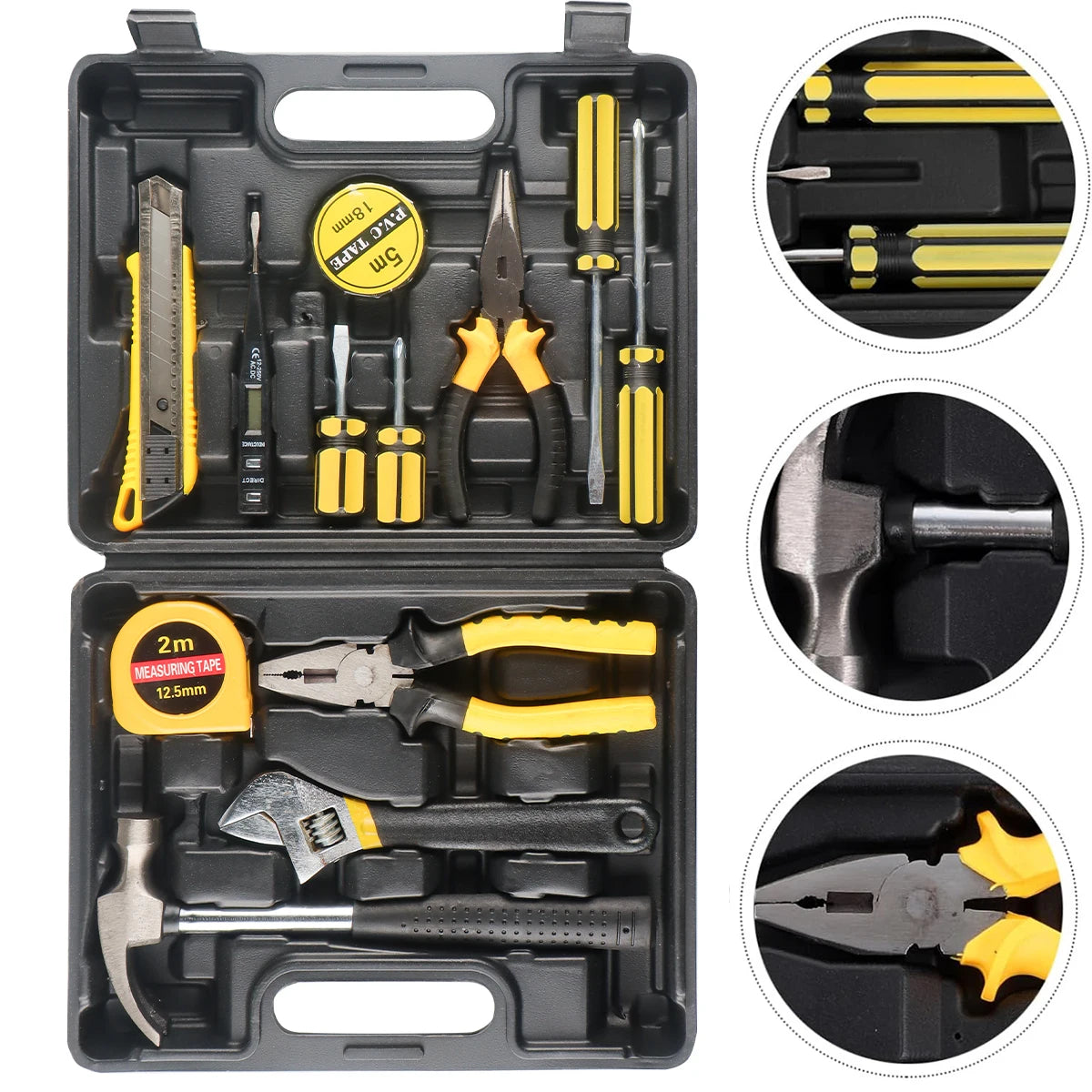 Juego de herramientas de 8/9/12/13 piezas, Kit de herramientas manuales para sujetar el hogar General con caja de herramientas de plástico, estuche de almacenamiento utilizado para reparación de automóviles y reparación d