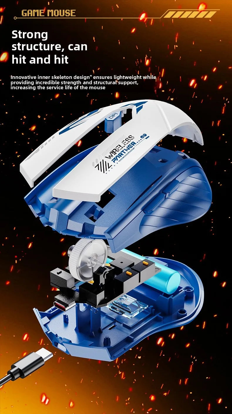 Ratón inalámbrico de modo Dual 2,4G, compatible con Bluetooth, recargable, brillante, silencioso, inalámbrico, para ordenador, PC y portátil