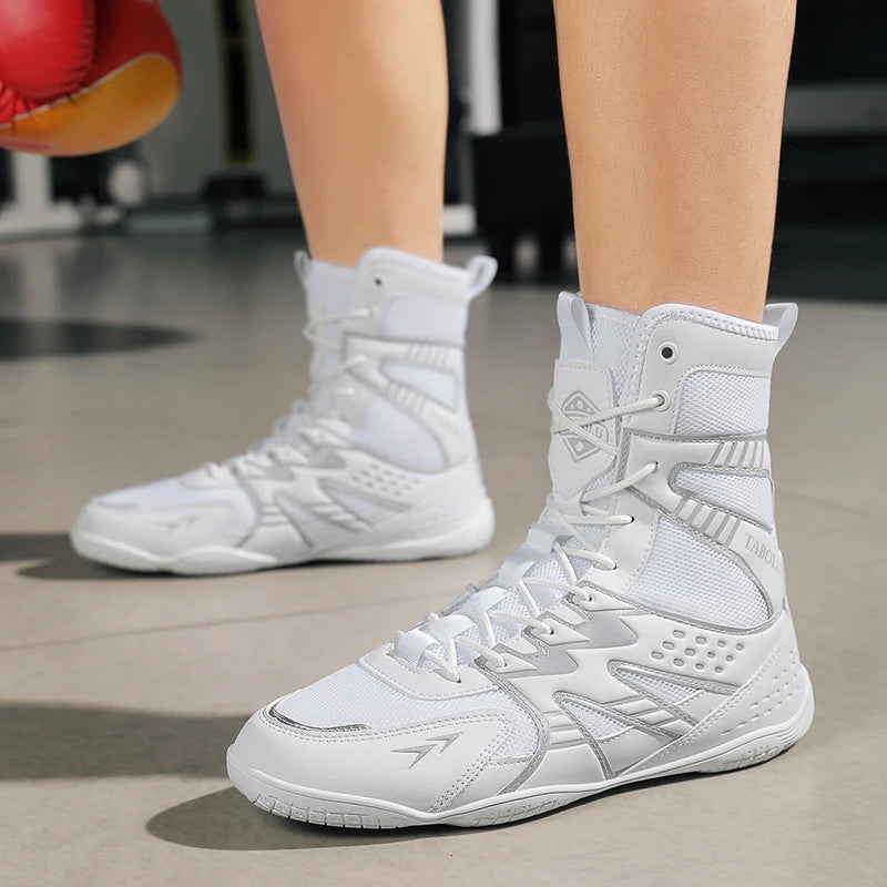 Zapatillas de boxeo y lucha unisex con suela antideslizante y protección del tobillo