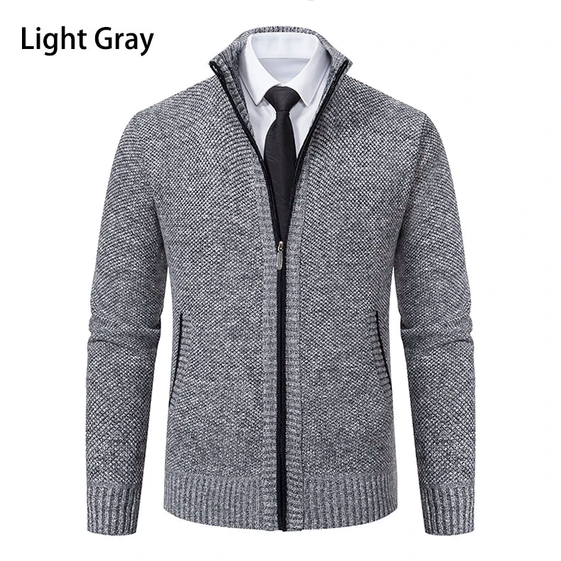 Buzo Cárdigan con Cremallera para Hombre – Cuello Alto y Forro Polar