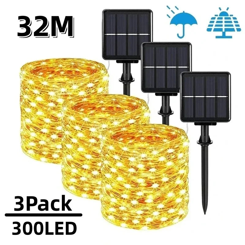 Guirnalda de Luces LED Solares para Jardín 8 Modos Impermeable