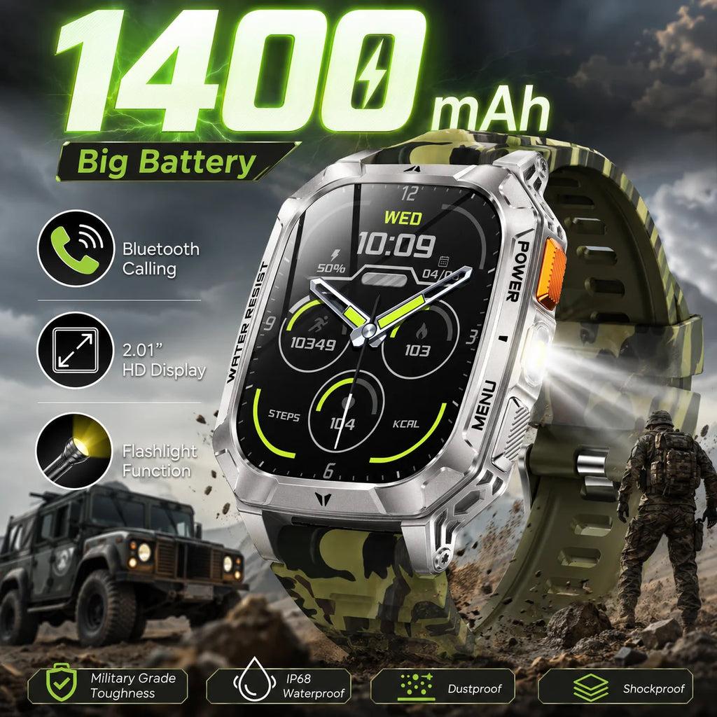 Reloj Inteligente LIGE Militar Batería 1400mAh Bluetooth