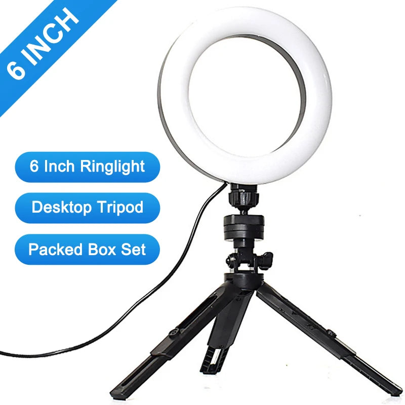 Aro de Luz LED 6 Pulgadas USB para Selfie, Streaming y Maquillaje