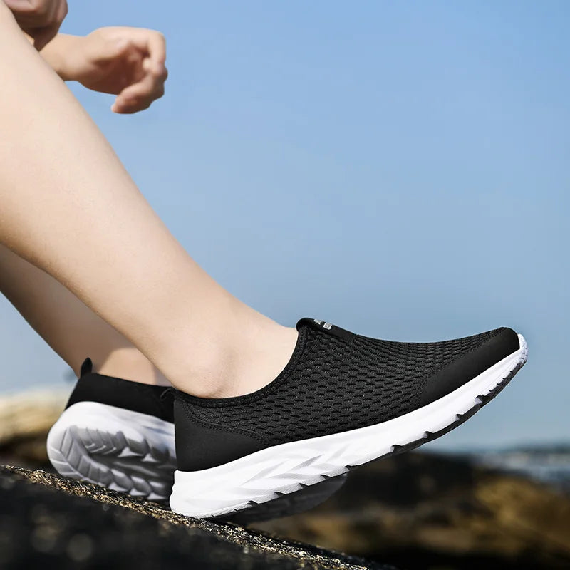 YRZL, zapatillas de deporte para hombre, zapatos informales de malla transpirable para hombre, mocasines antideslizantes para exteriores de talla grande, zapatos de tenis ligeros para caminar para hombre