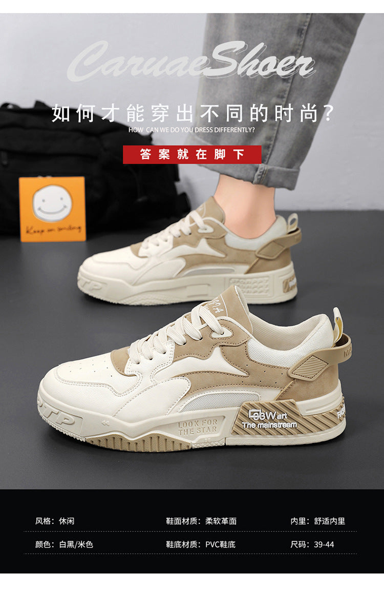 Zapatillas de deporte de otoño para hombre, zapatos de plataforma cómodos, zapatos vulcanizados con cordones de tendencia, Zapatillas informales blancas