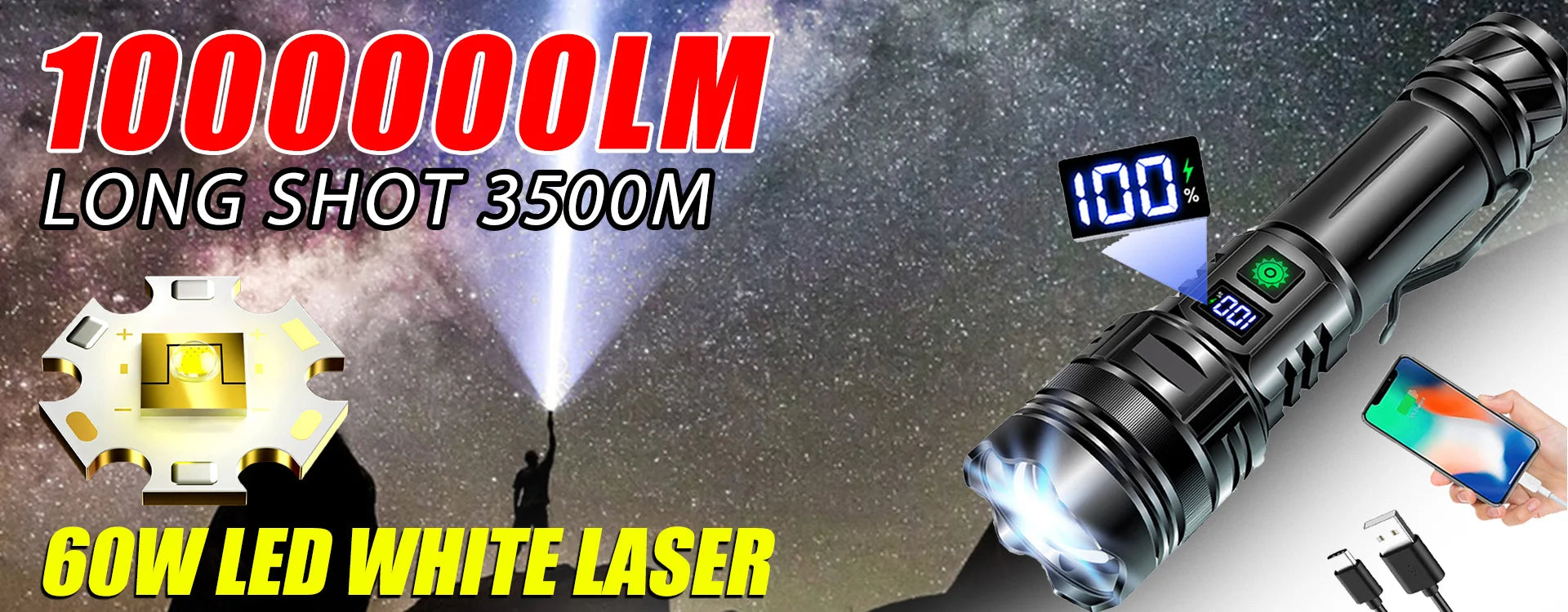 Linterna Frontal Recargable USB 5 LED para Pesca y Camping
