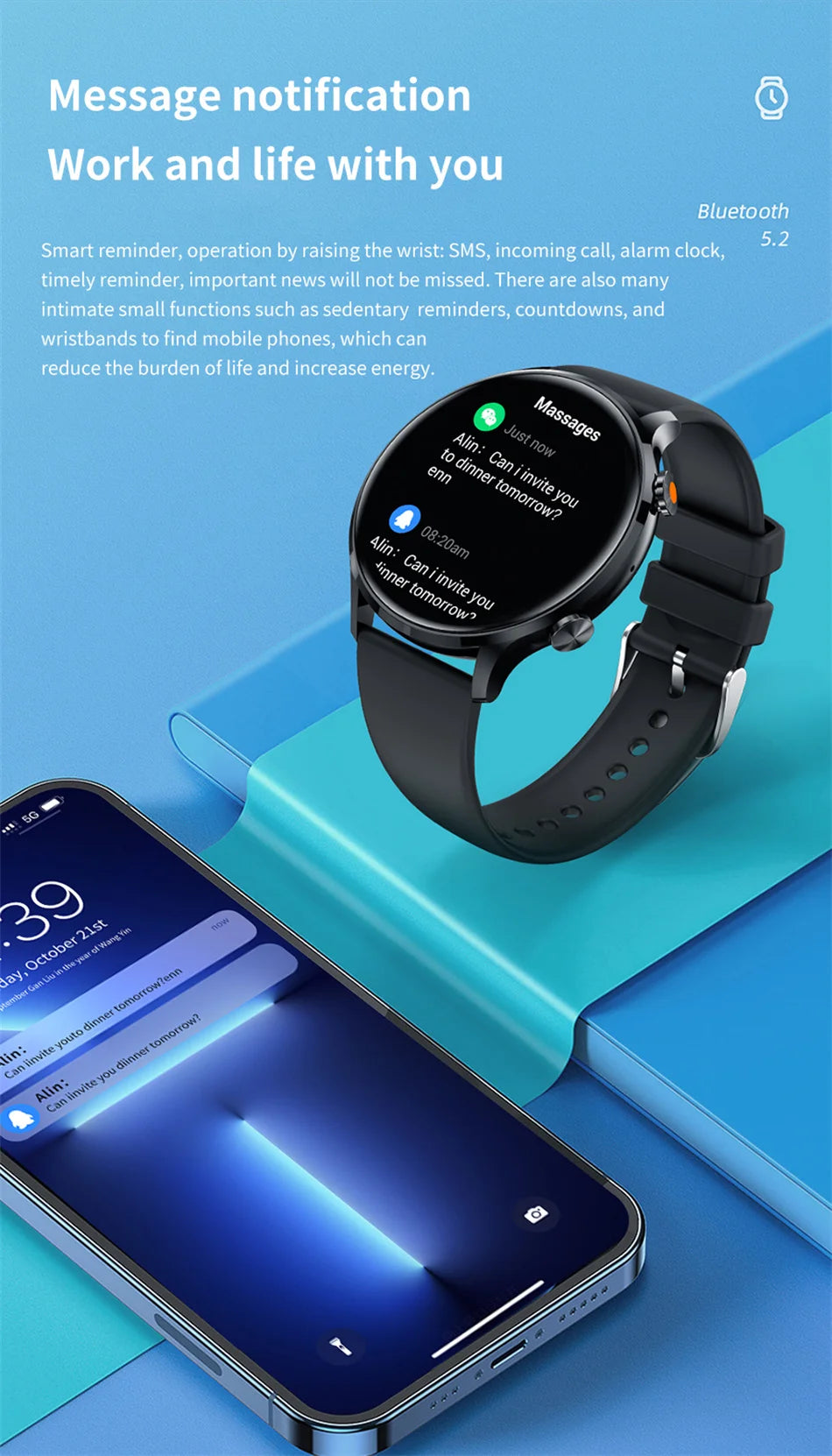 Reloj Inteligente 2026 para Mujer, Pantalla AMOLED HD, Siempre Encendida, Llamadas Bluetooth, Resistente al Agua IP68, GPS, Reloj Inteligente para Hombre, Compatible con Android e iOS