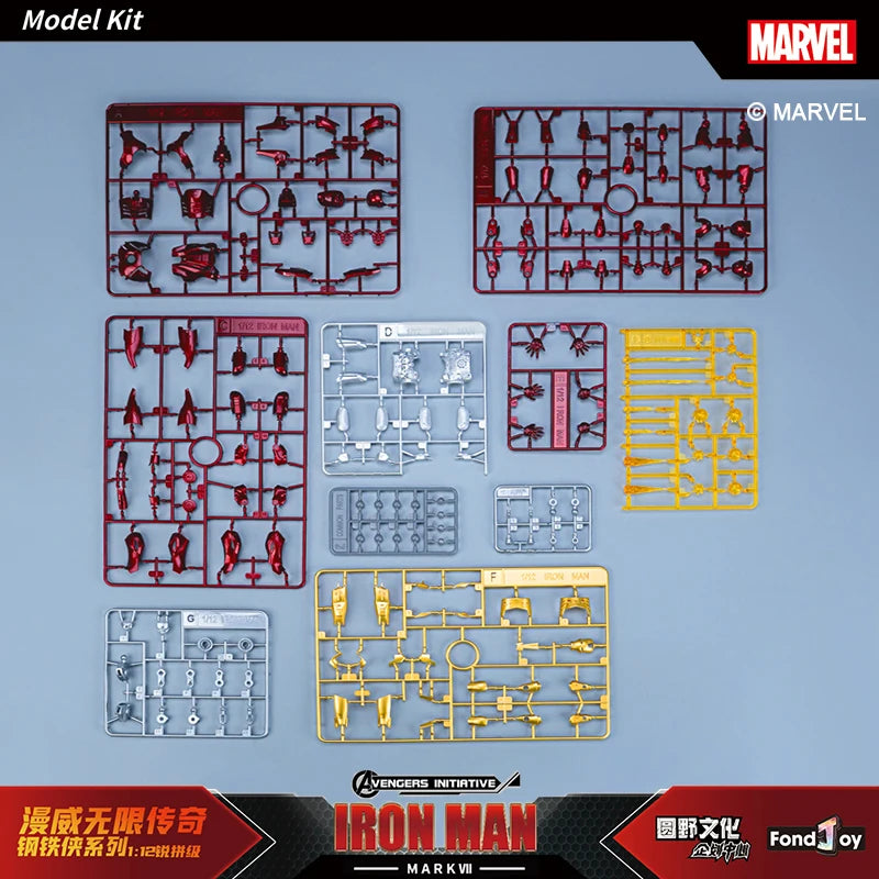 Figura de Anime de Iron Man MK5 de Marvel, Kit de Modelo a Escala 1/12, Serie Infinity Saga, Ironman Mark 5, Ensamblaje ABS, Articulaciones Móviles, Regalos y Juguetes