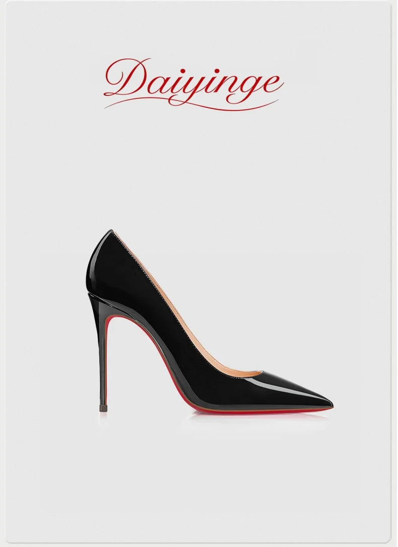 Stilettos de Mujer Charol Suela Roja Punta Fina Tacón Alto