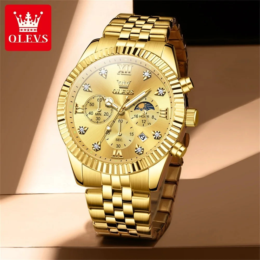 Reloj de Cuarzo OLEVS 2932 para Hombre con Cronógrafo y Diamantes