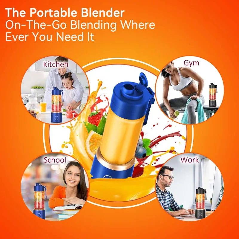 Extractor de Jugos USB Portátil 400ml con Cuchillas de Acero Inoxidable