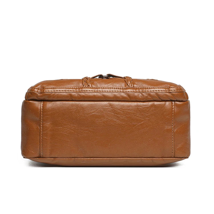Bolso bandolera retro con múltiples bolsillos, bandolera de piel sintética suave, bolso de mujer, con correa ajustable para el hombro