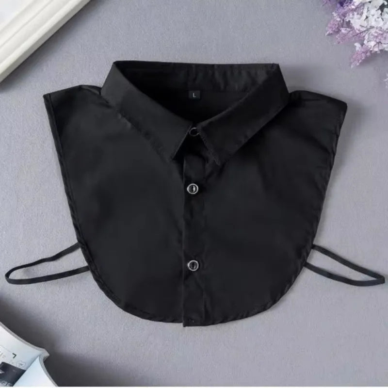 Cuello de Camisa Falso de Talla Única, Elegante y Desmontable con Botones para Estilo de Atuendo en Capas, Accesorio de Moda, Diseño sin Mangas