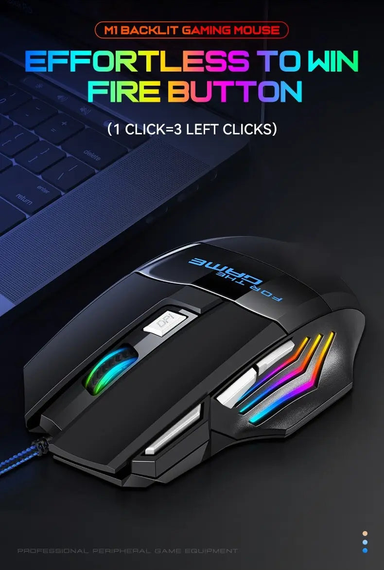 1 unidad, nuevo ratón USB para juegos Hyperspeed, ratón ergonómico retroiluminado RGB para juegos, ratón con cable 7D Esports para ordenador portátil y Gamer