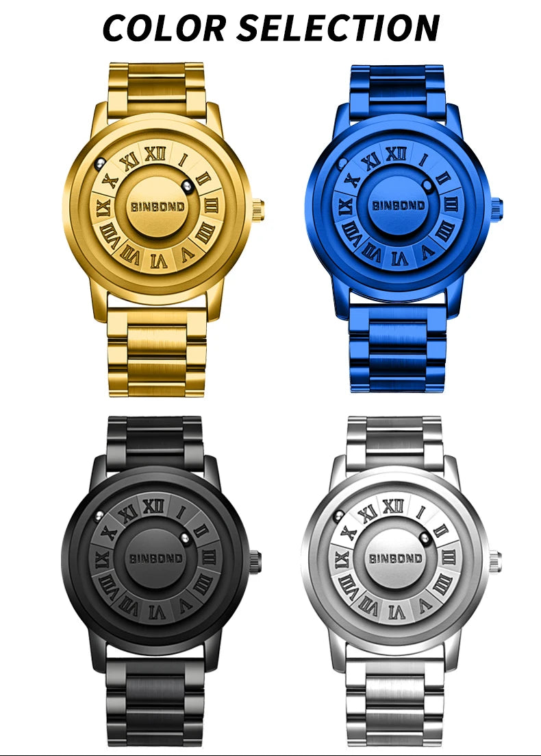 Reloj de Cuarzo BINBOND para Hombre, Acero Inoxidable, Resistente al Agua
