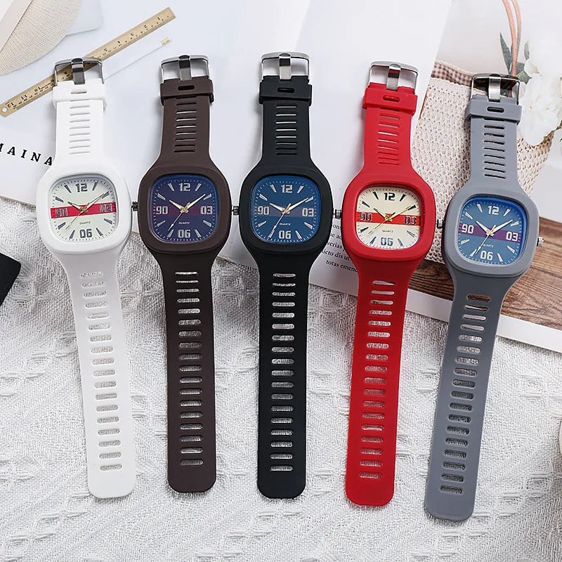 Reloj de Cuarzo Cuadrado para Mujer, Correa Silicona