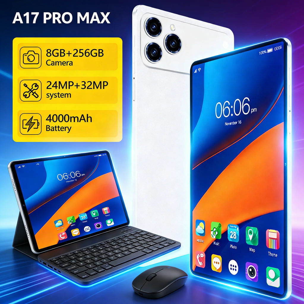 Tablet Flagship A17 Pro Max Pad 8+256GB, Pantalla Grande de 10.1 Pulgadas, 4G LTE, Doble SIM, Batería de Larga Duración, Tablet para Estudiantes