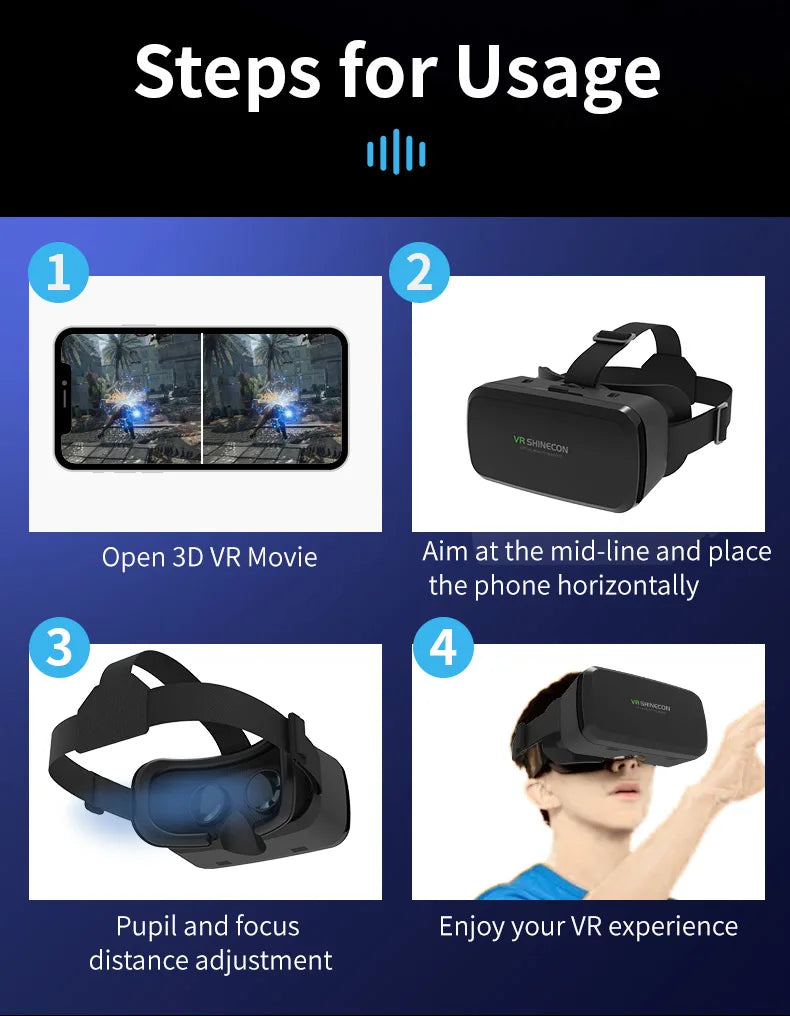 Gafas VR, Auriculares 3D, Dispositivos de Realidad Virtual, Casco, Lentes Viar, Gafas para Teléfono Inteligente, Controlador de Juegos Inteligente, Set de Visión