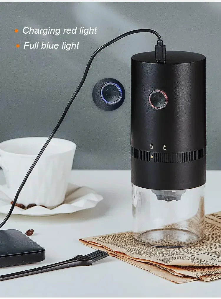 Nuevo Molinillo de café eléctrico portátil con 38 engranajes, molinillo de café fino grueso ajustable, cámara extraíble para viaje en casa