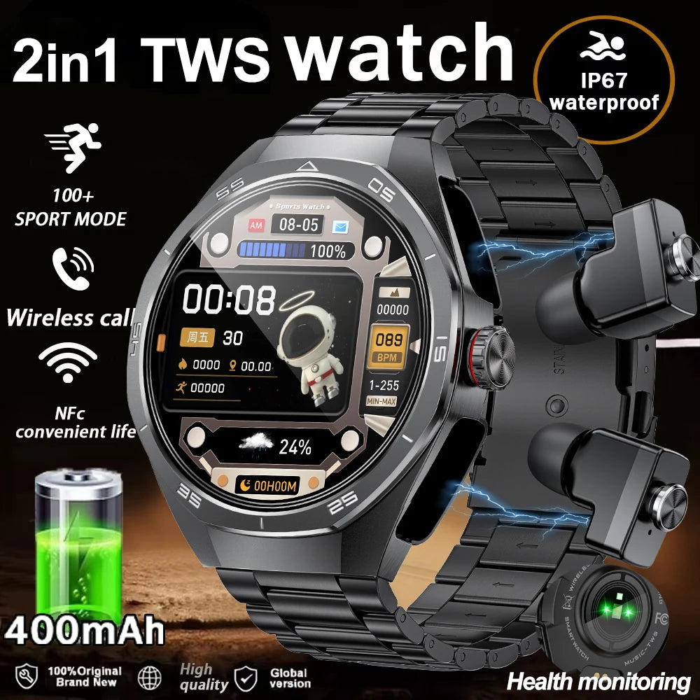 Reloj inteligente LIGE 2 en 1 con auriculares Bluetooth y NFC