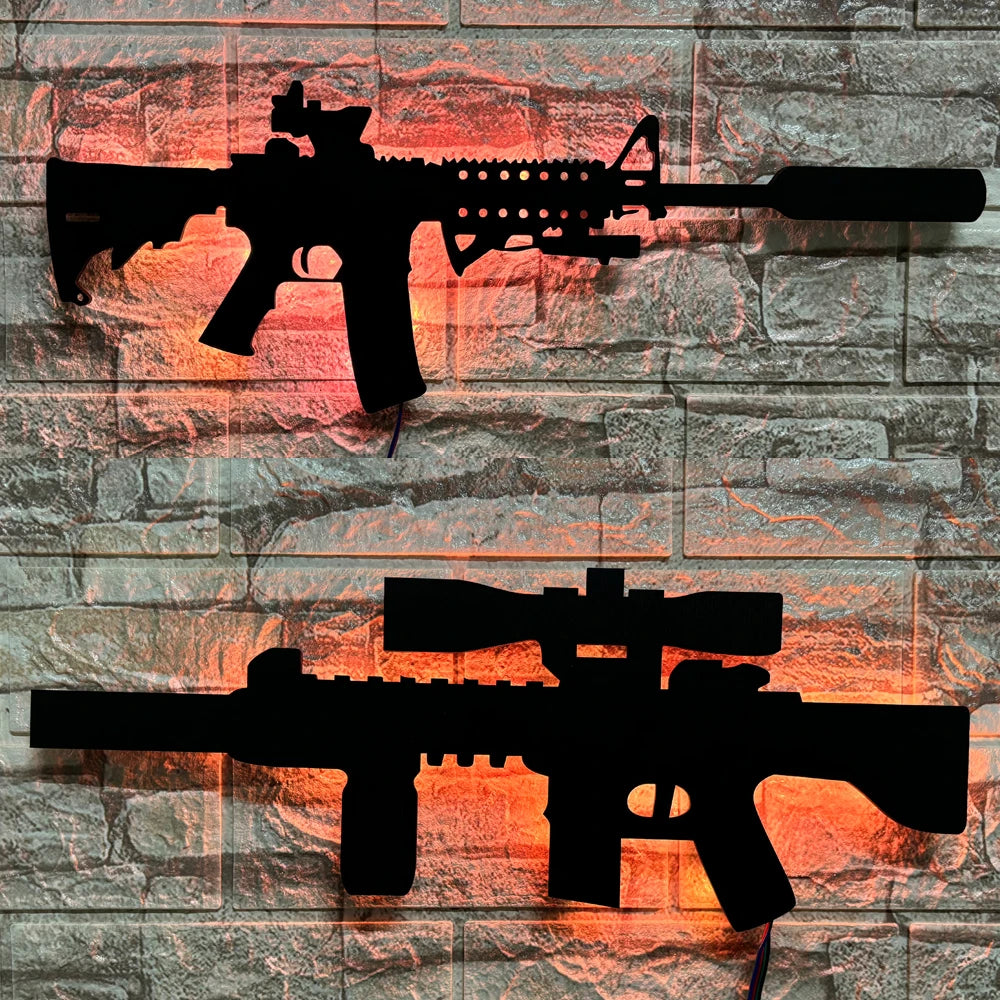 Luz de pared luminosa LED creativa 3D personalizada en forma de pistola fondo interior Aura luz USB luz nocturna de color