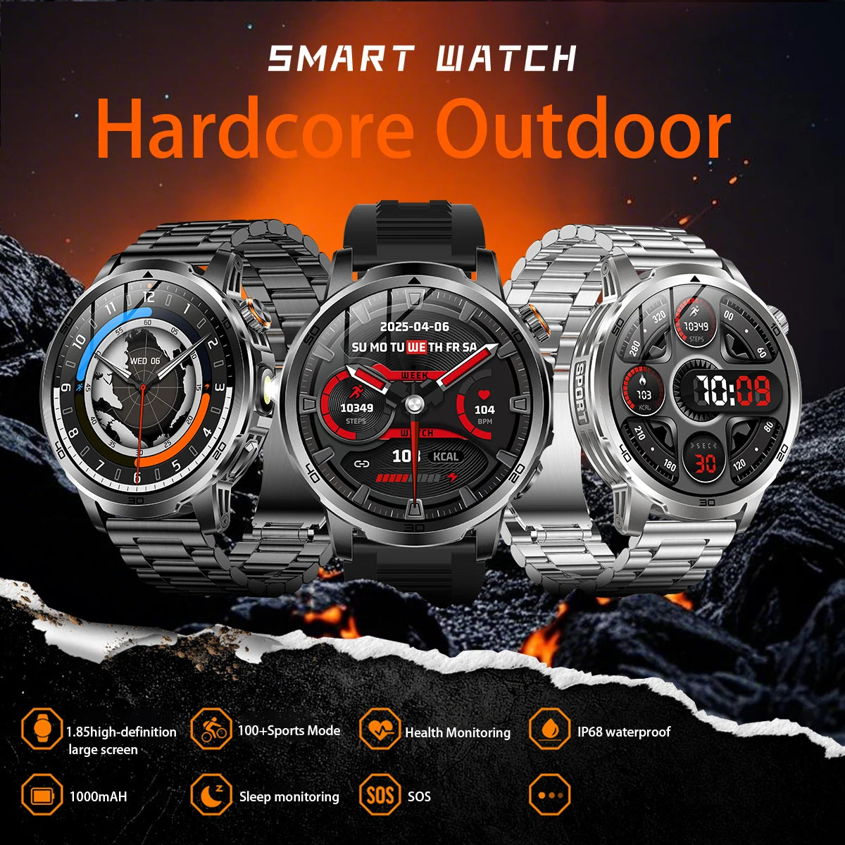 2026 militar t-rex 3 reloj inteligente reloj de Fitness hombres 466*466 pantalla AMOLED 1000mAh batería linterna llamada impermeable Smartwatchs