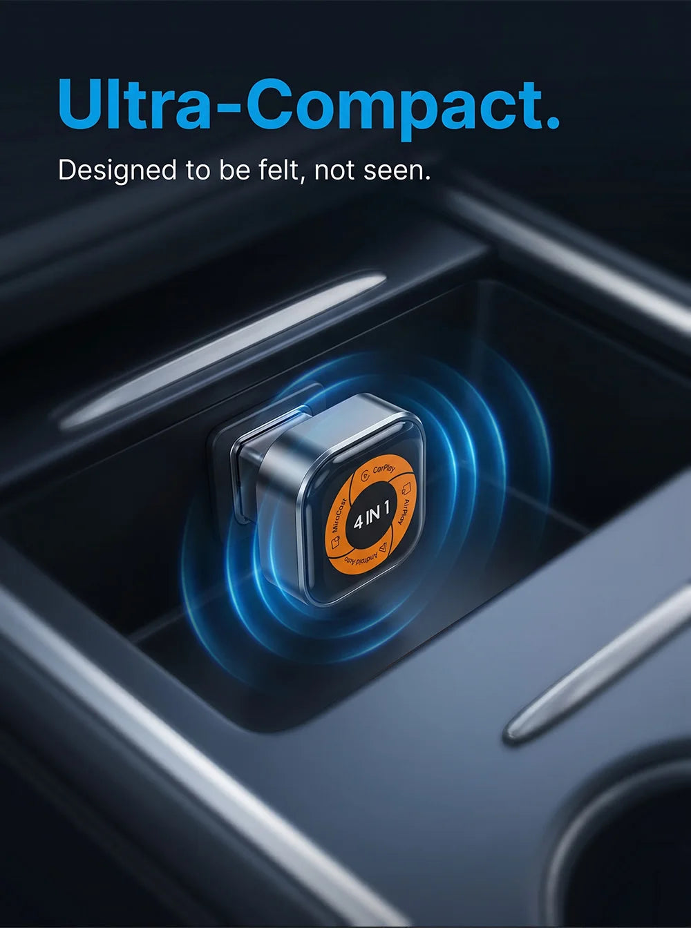 Adaptador Inalámbrico 4 en 1 para Apple CarPlay, Android Auto, AirPlay y MirrorLink, Conexión por Cable a Inalámbrica, USB C Mini, Plug and Play