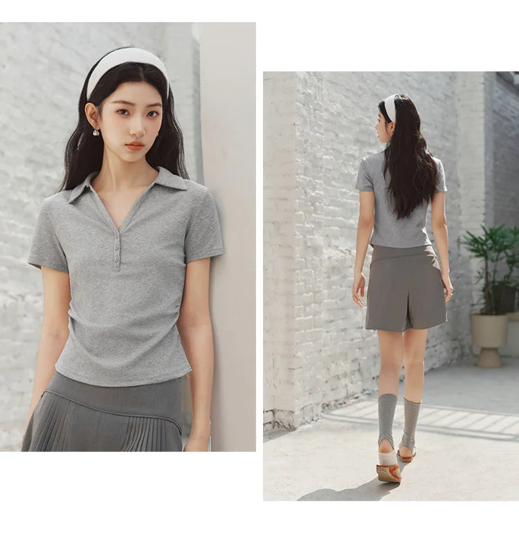 Camiseta Polo de Mujer, Corte Corto, Manga Corta