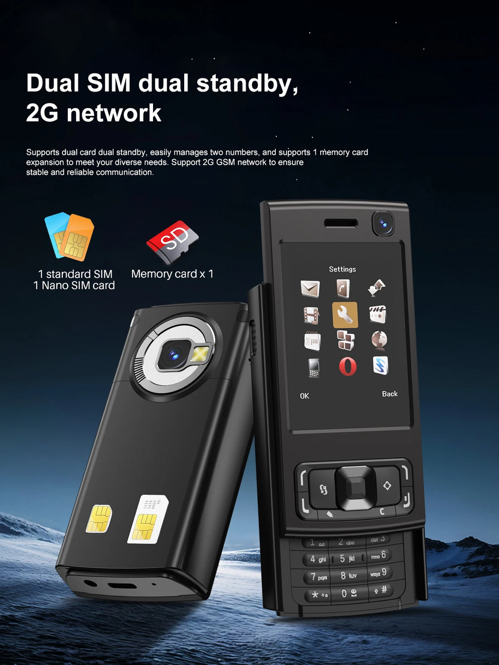 SERVO N95 PRO Slider teléfono móvil 2 SIM llamada grabación velocidad Dial Magic Voice Video Player linterna 2G GSM características teléfonos móviles