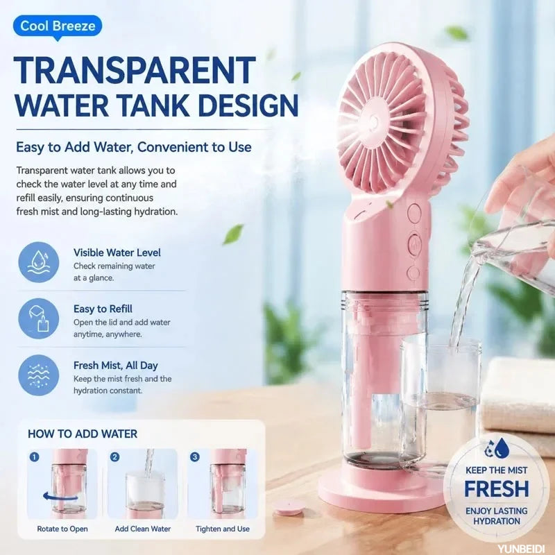 Ventilador 3 en 1 Portátil con Luz LED y Humidificador