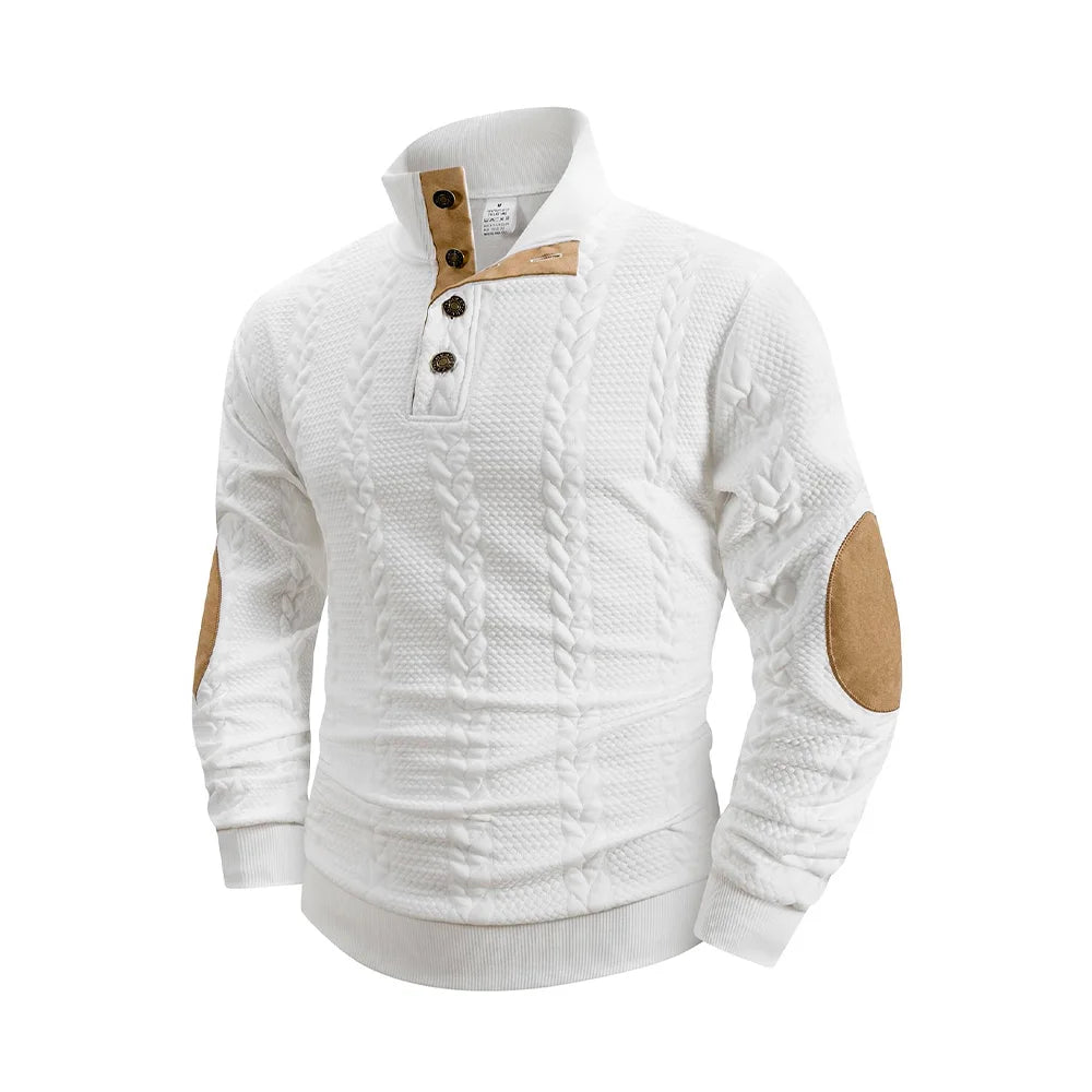 Suéter Tejido Jacquard Hombre Cuello Alto con Botones