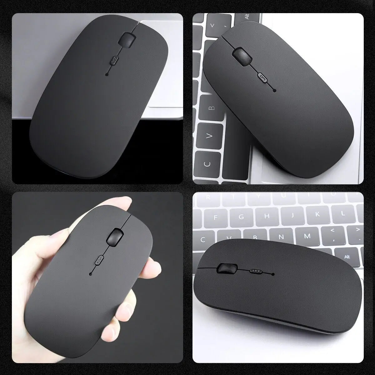 Ratón inalámbrico delgado, ratón óptico de 2,4 GHz, 1600DPI, ratón silencioso para Gamer, ratón de diseño ergonómico con receptor USB para PC y portátil