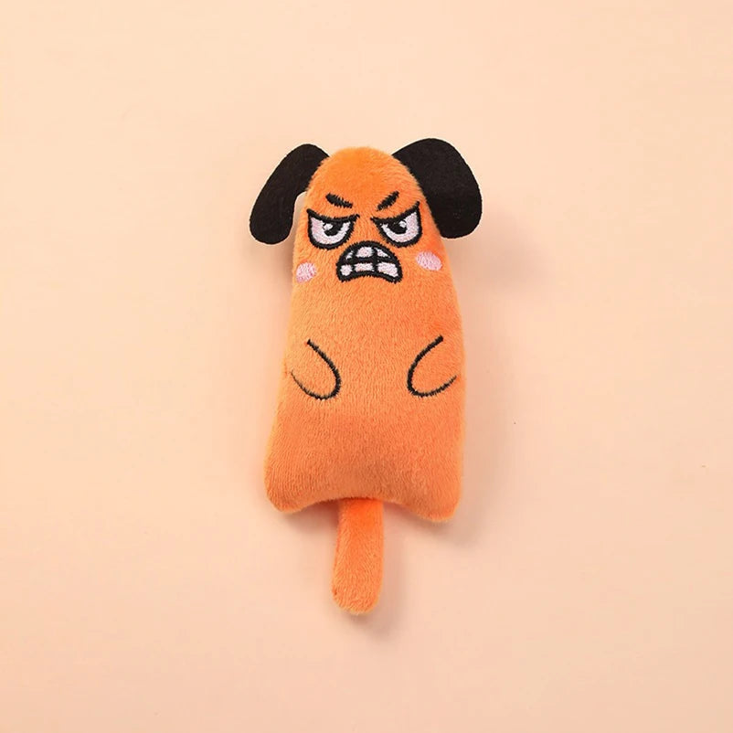Juguetes con forma de perro y gato de dibujos animados, muñecos de peluche para cachorros resistentes a mordeduras, interactividad de autodenimiento para rechinar y limpiar los dientes