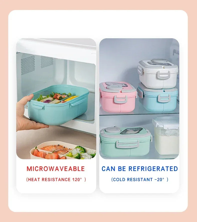 Fiambrera Bento con Compartimentos y Asa