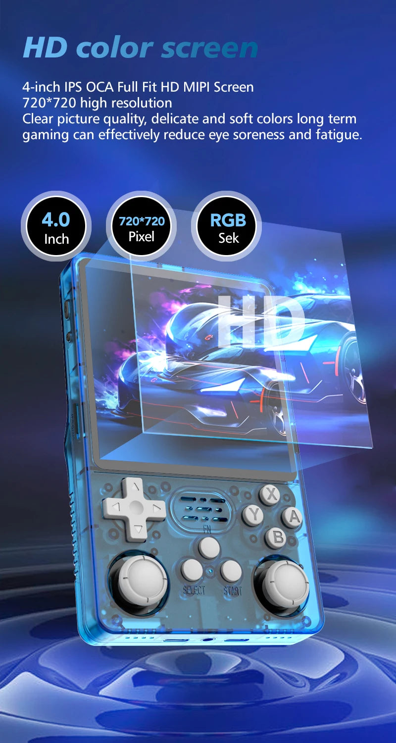 Consola de Juegos Retro R36S Plus, Pantalla IPS 4.0 Pulgadas, 64G o 128G