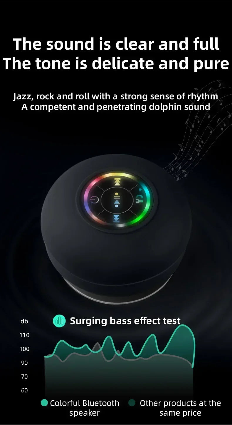 Altavoz de ducha Bluetooth, minialtavoz inalámbrico portátil con micrófono, ventosa IPX4, resistente al agua para viajes, piscina, río flotante
