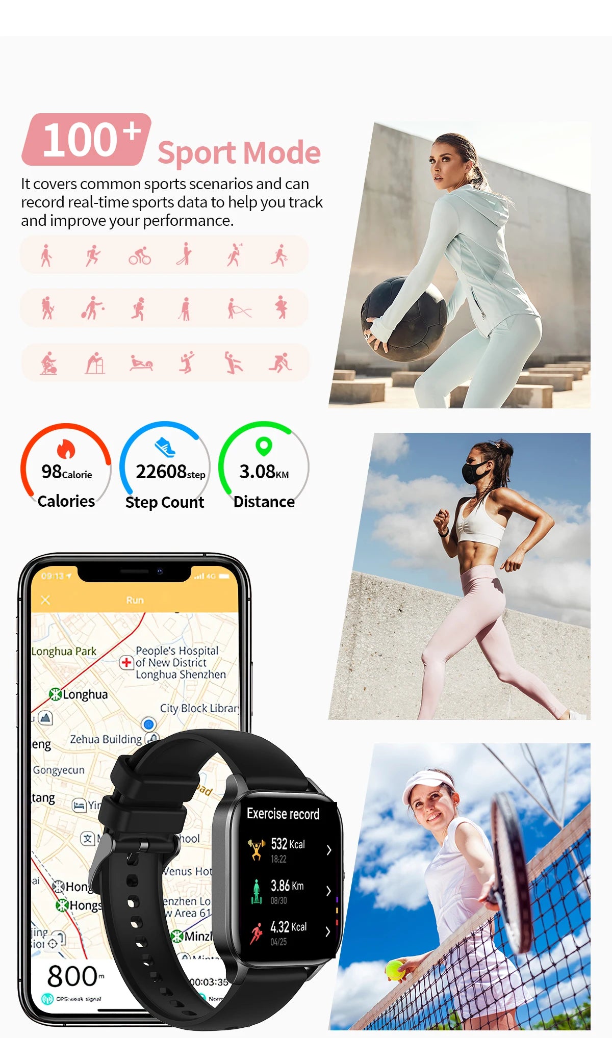 LIGE Reloj Inteligente Mujer HD 1.85 Bluetooth