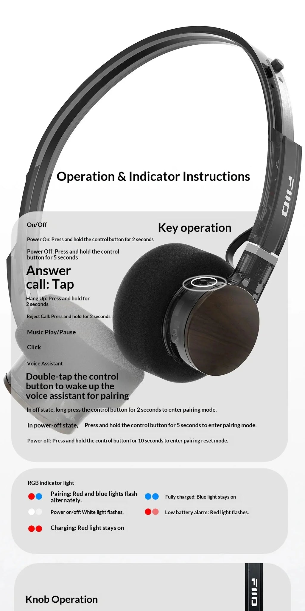 Auriculares Fiio Eh11 Retro Over-Ear Bluetooth con Controlador Dinámico Grande de 40 mm, Carcasa Mecánica, Auriculares con Audio de Alta Resolución Ldac