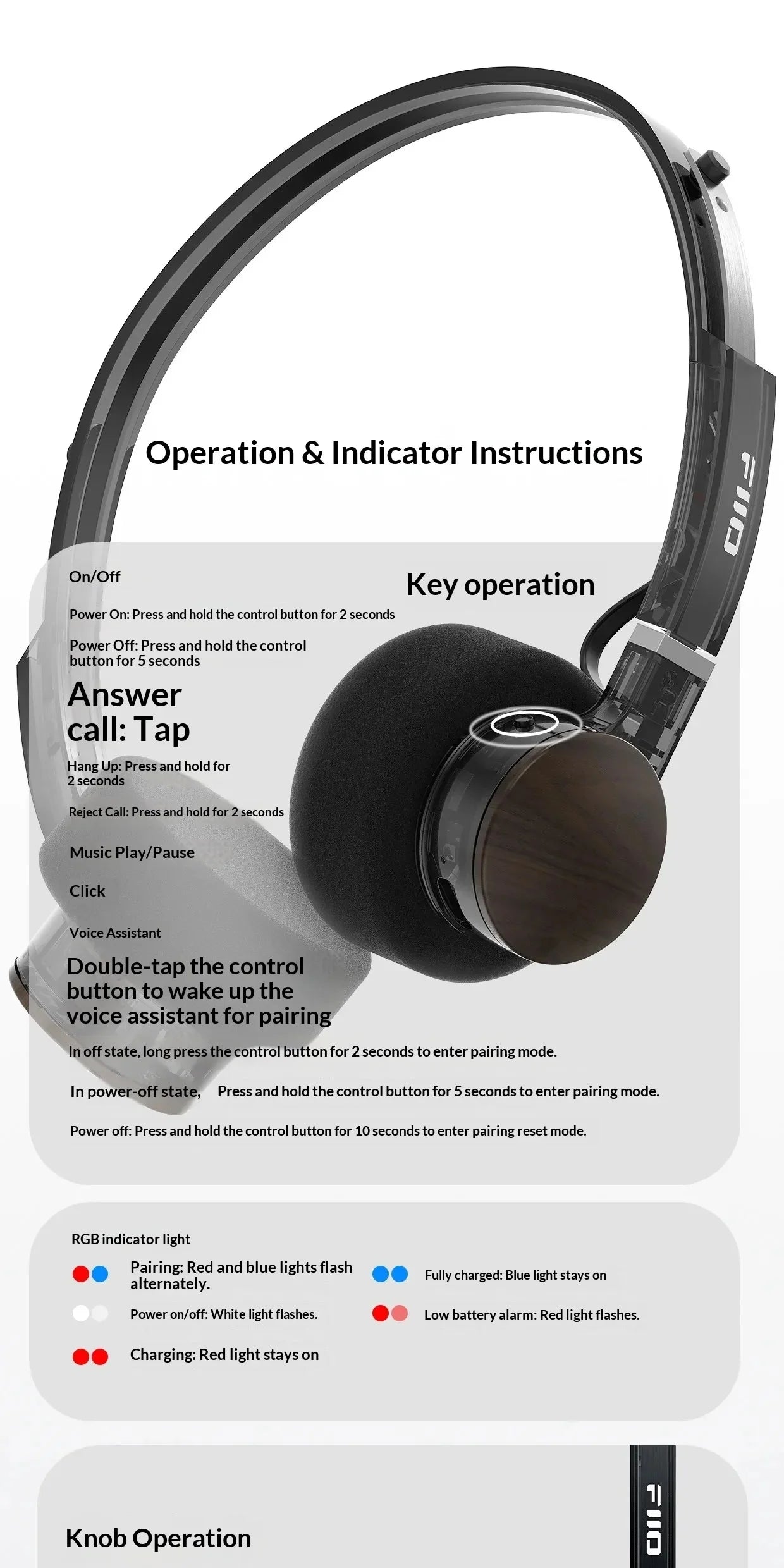 Auriculares Fiio Eh11 Retro Over-Ear Bluetooth con Controlador Dinámico Grande de 40 mm, Carcasa Mecánica, Auriculares con Audio de Alta Resolución Ldac