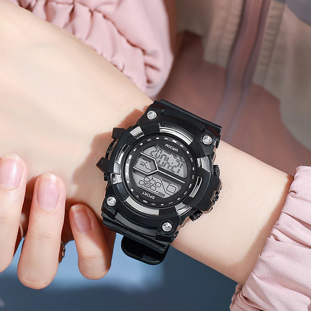 Relojes de moda para niños, reloj de pulsera electrónico multifuncional para niños y niñas, calendario con alarma luminosa resistente al agua para estudiantes
