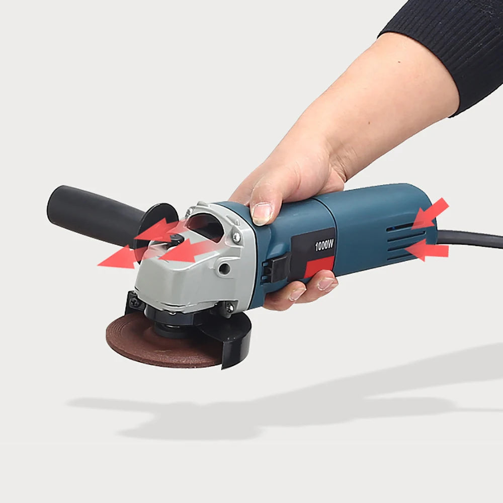 Amoladora angular eléctrica de 1000W, amoladora con cable de 220V, 6 velocidades, 100/125mm, herramientas eléctricas de pulido y corte