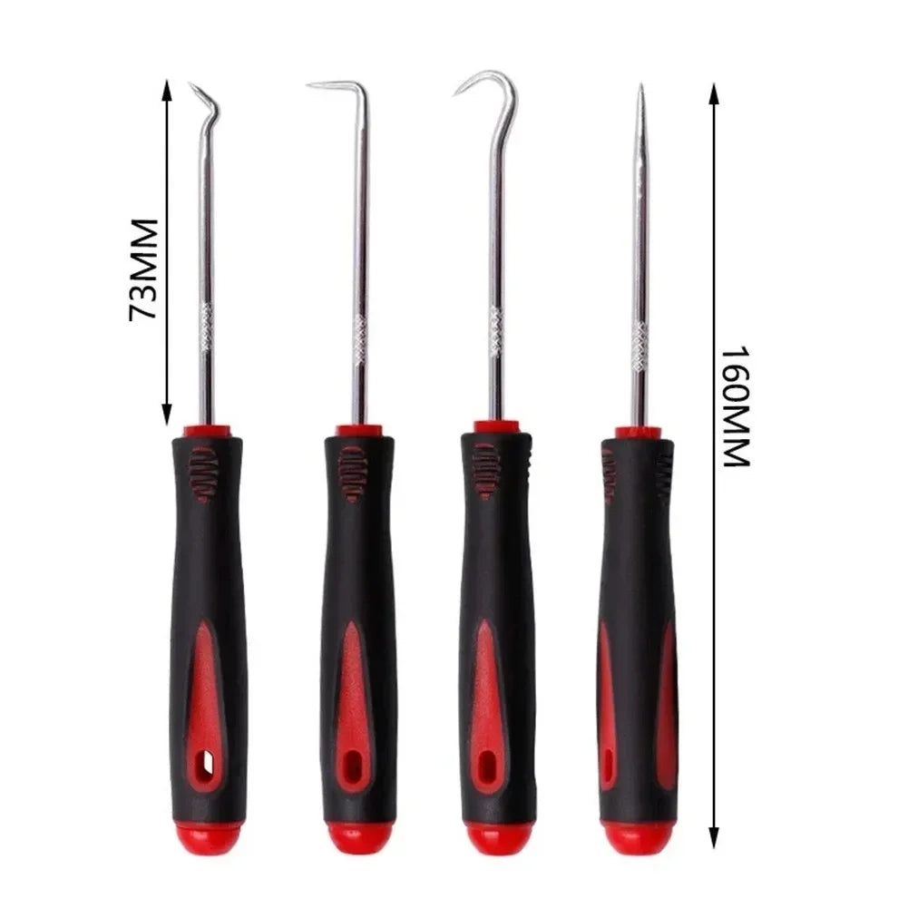 Juego de ganchillos y juntas extractoras, herramientas mecánicas de mano para quitar el sello de aceite automático del coche, removedor de juntas tóricas, artesanía, 4 piezas