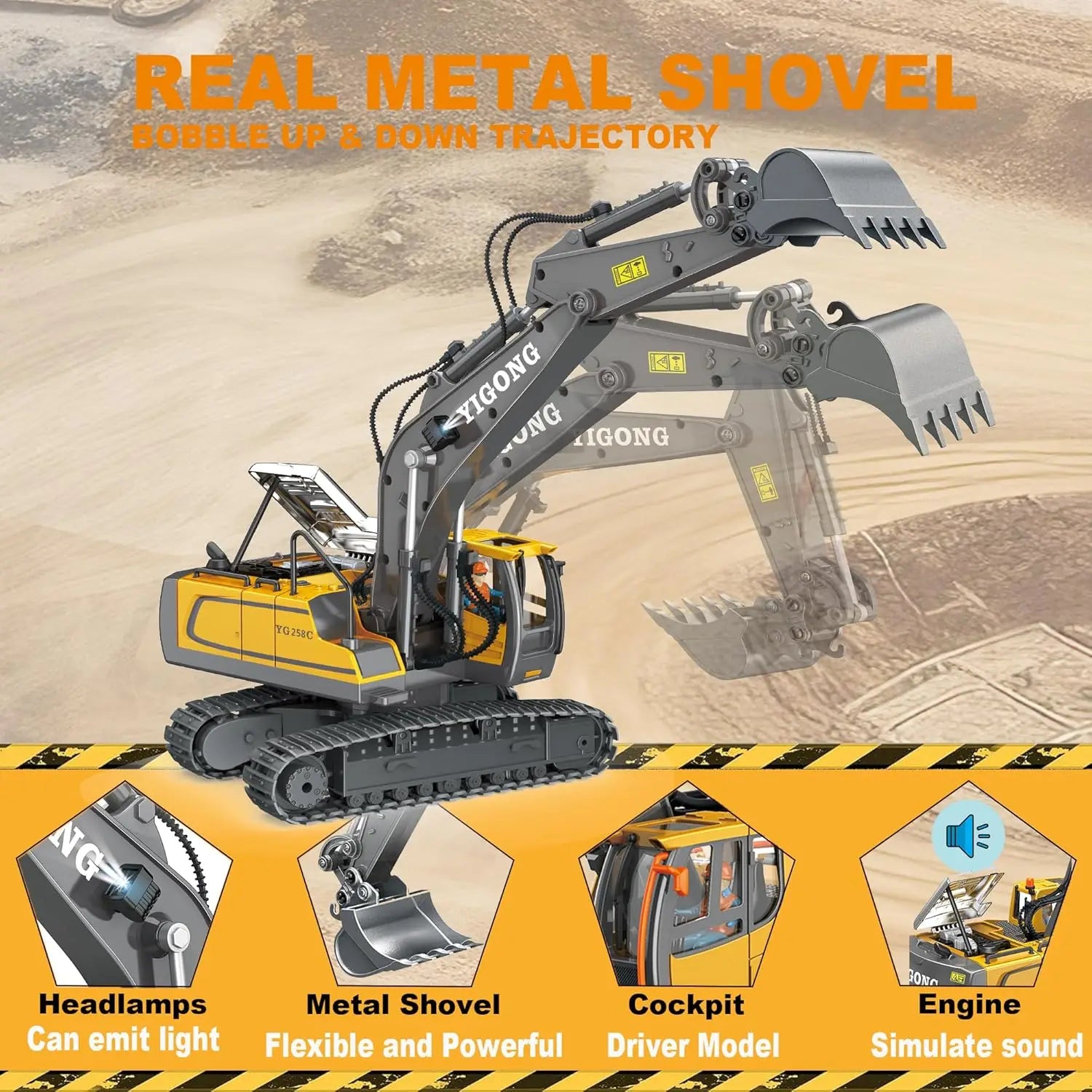 Excavadora, Volquete y Bulldozer RC 4WD con Control Remoto, Vehículos de Construcción