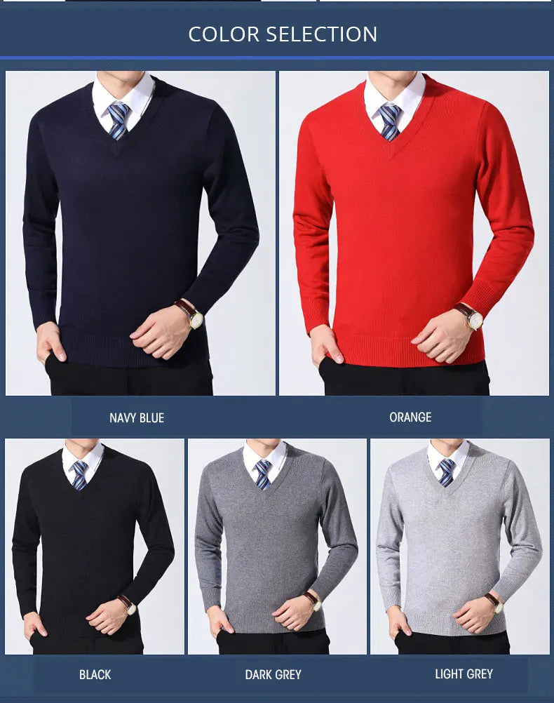2025 nueva marca de moda suéter para hombre jersey con cuello en V jerséis ajustados tejido grueso cálido otoño estilo coreano ropa Casual para hombre