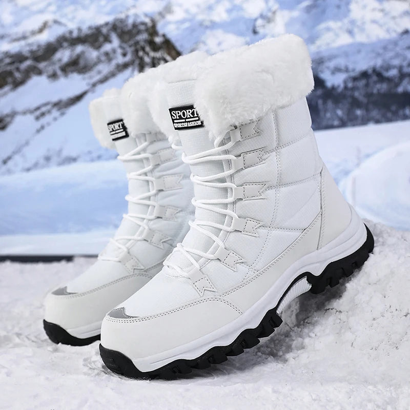 Botas de nieve para mujer forradas de felpa antideslizantes y cálidas