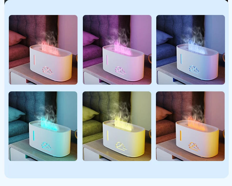 Máquina de aromaterapia con llama de nube, humidificación por nano atomización, lámpara de atmósfera colorida adecuada para oficina y dormitorio