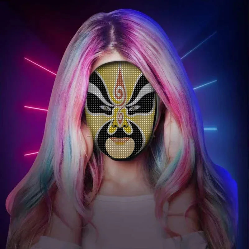 Nueva máscara de aplicación LED, máscaras faciales con Control por aplicación Bluetooth, máscara inteligente que puede cambiar fotos dinámicas de carnaval, máscaras faciales LED para Halloween