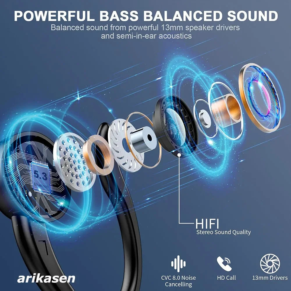 Auriculares Bluetooth 5.3 Graves Pantalla LED 48H