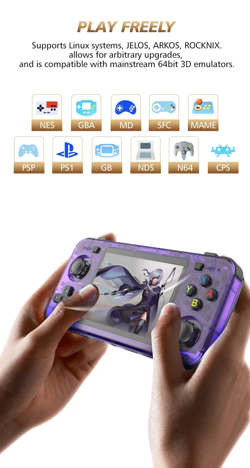 Consola de Videojuegos Retro R36H, Pantalla IPS 3.5 Pulgadas, Sistema Linux